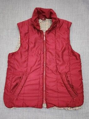 Barbour Red Quilted Styledouble  Zip Up Outdoor Vest. Small.